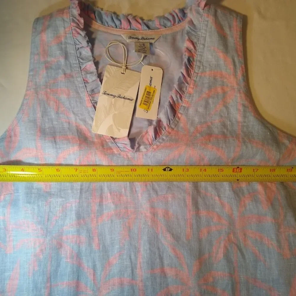 Vacation-Ready! NWT Tommy Bahama Two Palms L linen dress - Picture 11 of 16